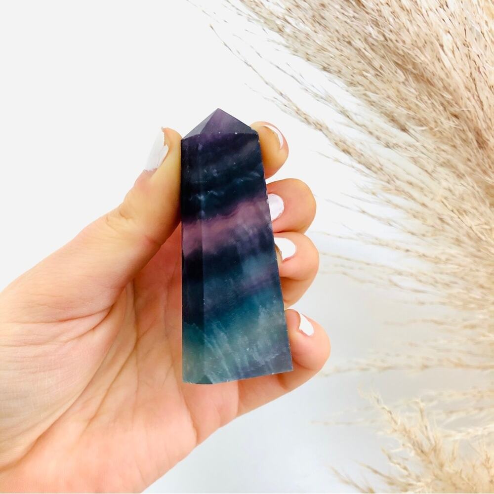 Fluorite Polished Genuine 3” Crystal Point Boho Gypsy Meditation Yoga Gemstone